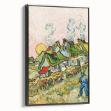 Black and white vintage poster art of a landscape on framed canvas, suitable for bedroom decor.