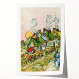 Vincent van Gogh-inspired floral art on a rolled canvas, featuring vibrant blue and yellow tones.