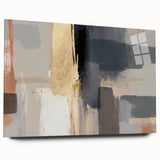 Abstract strokes wall art displayed in an acrylic glass frame, showcasing vibrant colors and dynamic patterns, perfect for modern home decor. Ideal for adding a contemporary touch to living spaces or offices.