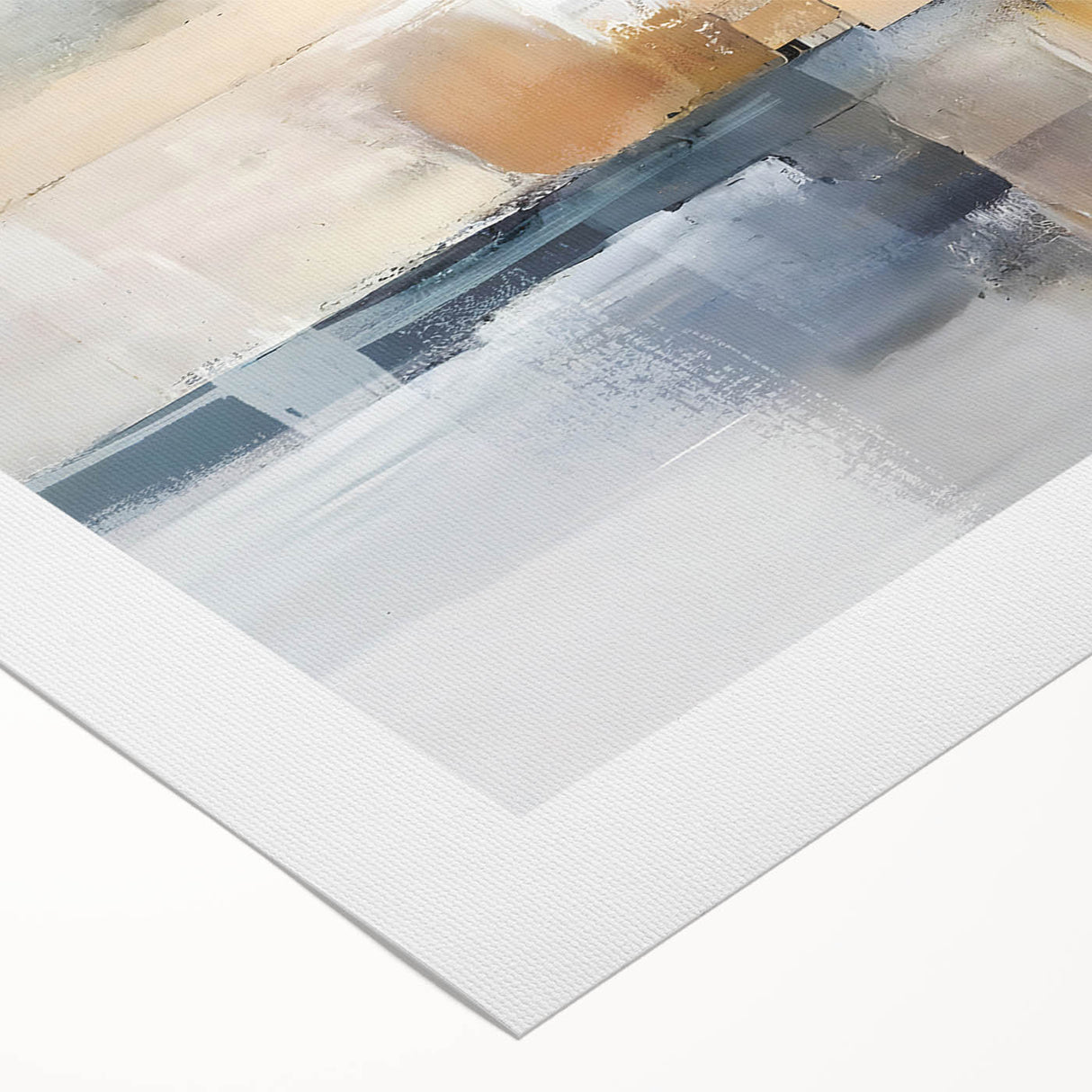 Abstract strokes wall art on rolled canvas showcasing vibrant blues, yellows, and reds, ideal for modern home decor, packaged securely in a cardboard tube.