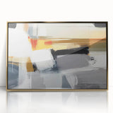 Framed abstract wall art showcasing bold gold strokes on a textured background, ideal for modern decor. Enhances any living space with elegance and style.