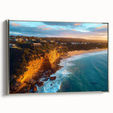 Framed canvas artwork showcasing a stunning cliff landscape with vibrant colors, featuring a sleek silver frame that adds elegance to any decor. Perfect for nature lovers seeking to enhance their living space.