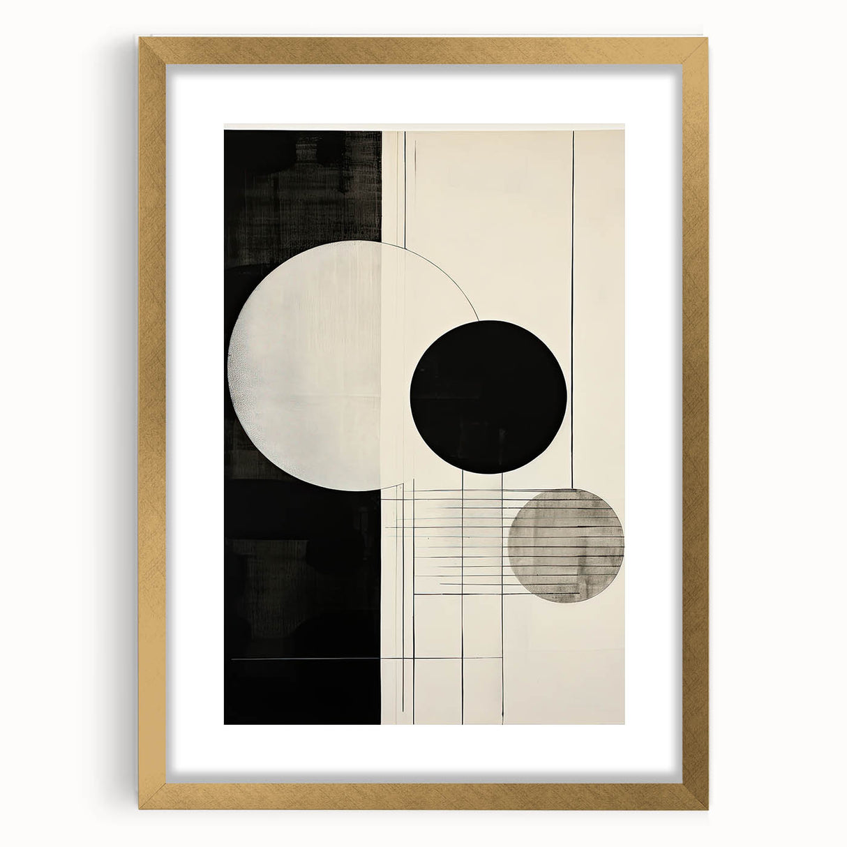 Modern Dining Area Art Pieces - Black & White Geometric Canvas