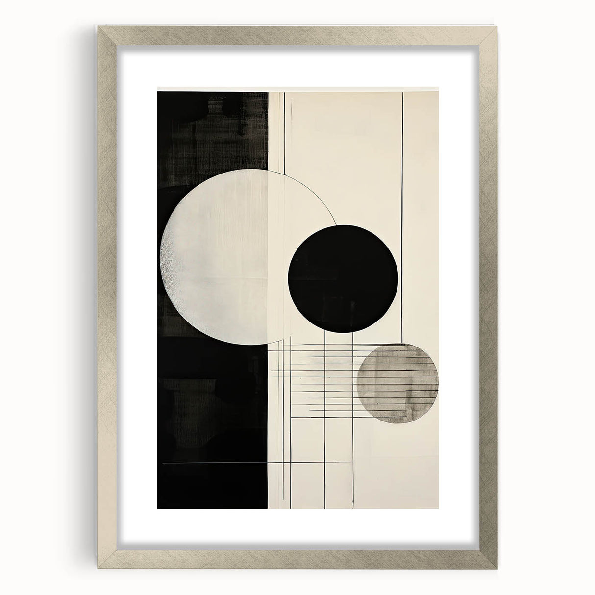 Modern Dining Area Art Pieces - Black & White Geometric Canvas