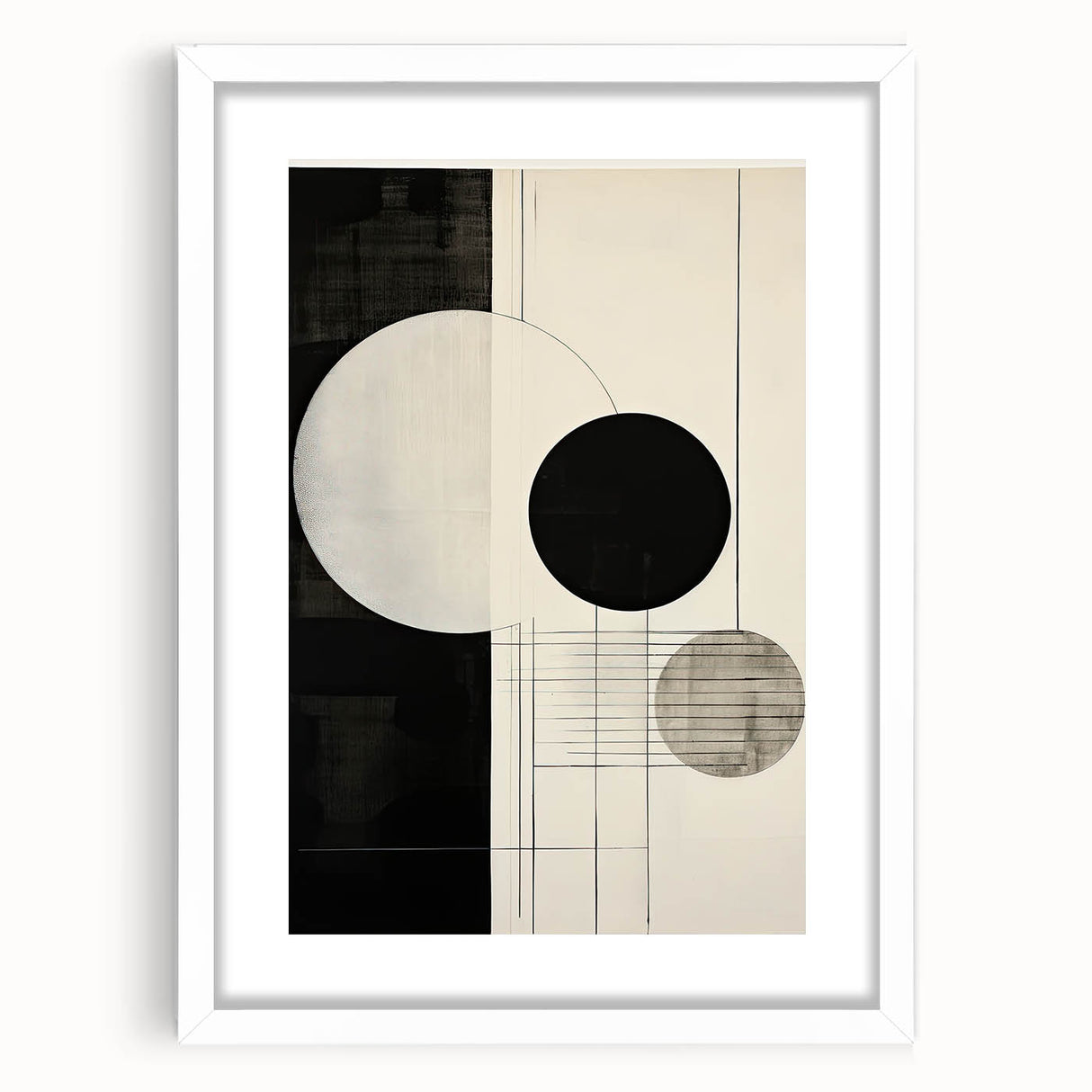 Modern Dining Area Art Pieces - Black & White Geometric Canvas
