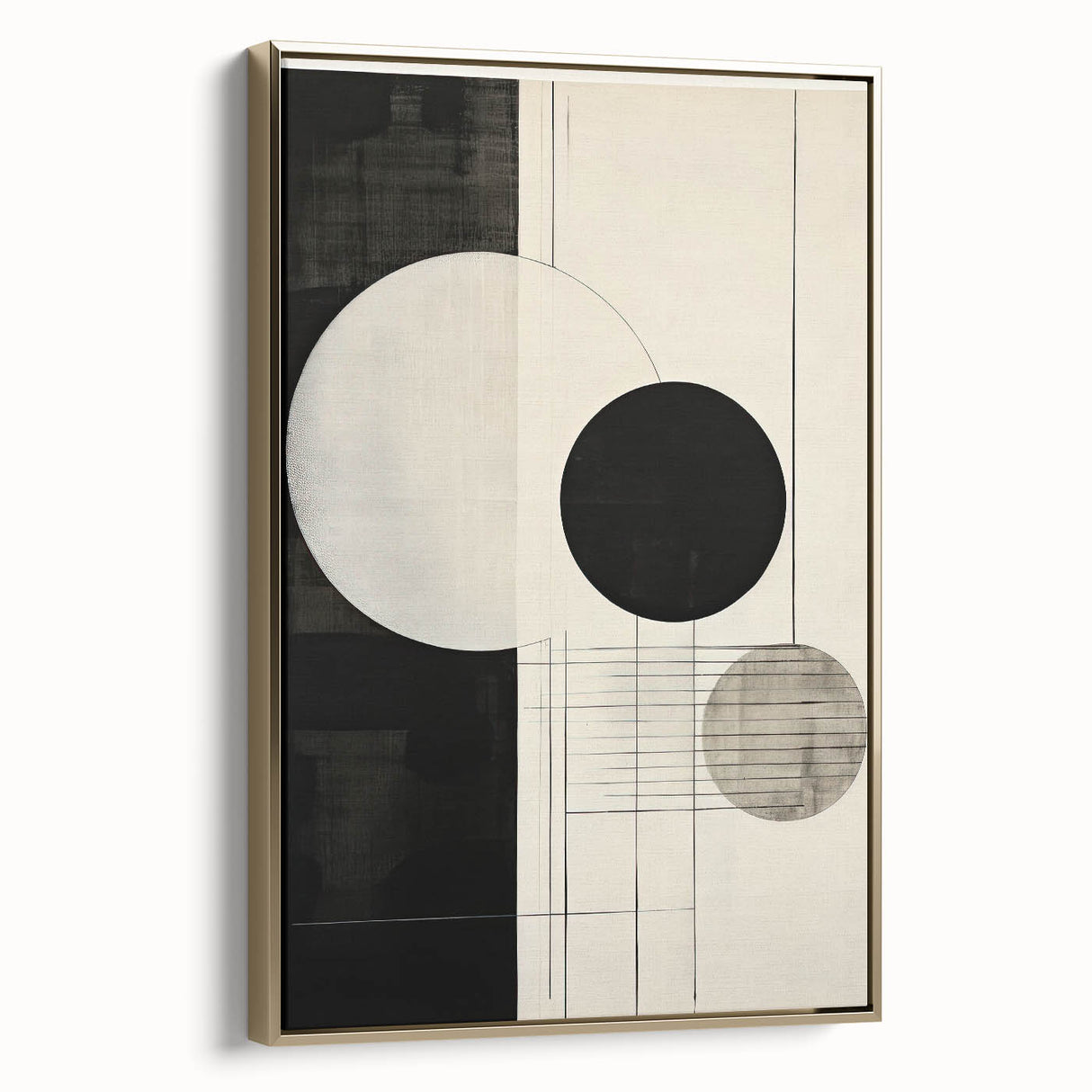 Modern Dining Area Art Pieces - Black & White Geometric Canvas