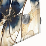 Close-up of vibrant abstract floral wall art printed on acrylic glass, showcasing intricate details and vivid colors, perfect for modern home decor.