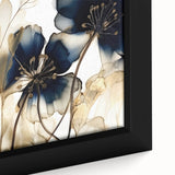 Close-up of abstract floral wall art on a framed canvas, showcasing vibrant colors and intricate patterns, perfect for modern home decor accents.