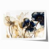 Abstract floral wall art print featuring vibrant colors and intricate designs, showcasing a modern aesthetic for home decor, elegantly rolled for shipping.