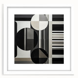 Abstract geometric frame design in white, featuring a modern, minimalist aesthetic with a mat. Ideal for enhancing contemporary home decor or gallery displays.