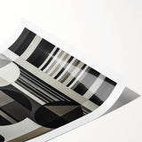Abstract geometric rolled print showcasing vibrant colors and intricate patterns, perfect for modern home decor. Ideal for enhancing artistic spaces.