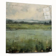Acrylic glass wall art showcasing a vibrant abstract landscape design, mounted with pins for a sleek side view display, adding modern flair to any interior decor.