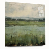 Abstract landscape wall art piece displayed in a side view, featuring vibrant colors and dynamic shapes, crafted with acrylic glass for a modern aesthetic. The artwork is designed to enhance contemporary home decor with its unique visual appeal.
