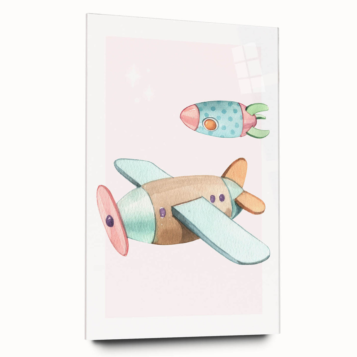 Kids Room Art Prints - Vintage Airplane & Rocket Adventure Theme