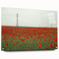 Acrylic landscape artwork depicting a serene countryside scene, showcased in a glass frame from a side view, highlighting vibrant colors and detailed textures.