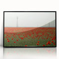 Framed acrylic landscape artwork showcasing a serene countryside scene with lush green fields and a clear blue sky, presented in a sleek black frame, perfect for home decor.