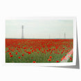 Rolled print depicting a serene countryside landscape with rolling hills and vibrant greenery, carefully packaged in a protective cardboard tube for shipping. Ideal for home decor enthusiasts seeking nature-inspired art.