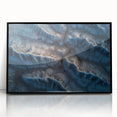 Framed acrylic artwork depicting a serene desert landscape, featuring warm tones of orange and beige, with a sleek black frame enhancing its modern aesthetic. Perfect for home decor enthusiasts.