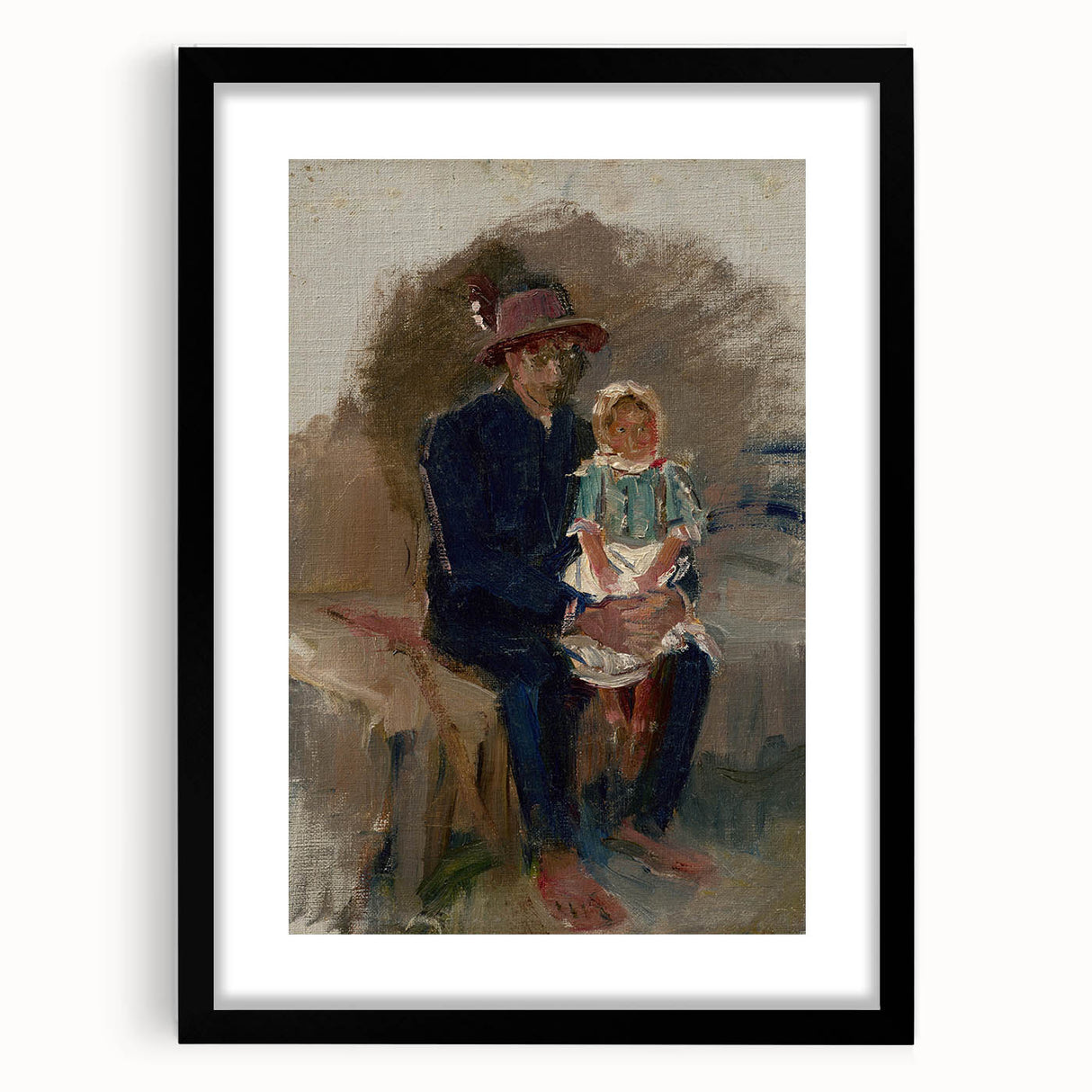 Modern Wall Art of Seated Figure with Child - Abstract Contemporary Art Print