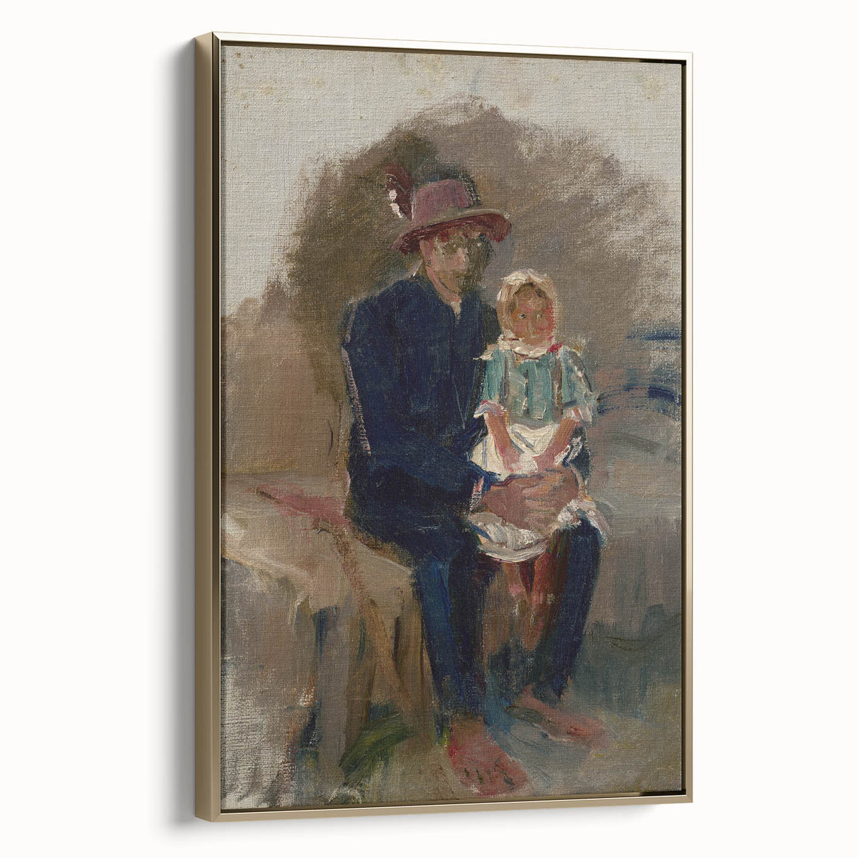Modern Wall Art of Seated Figure with Child - Abstract Contemporary Art Print