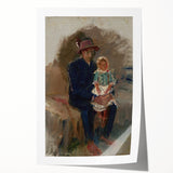 Modern Wall Art of Seated Figure with Child - Abstract Contemporary Art Print