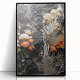 Large abstract wall art in black and white, framed in acrylic, featuring mid-century modernist patterns.