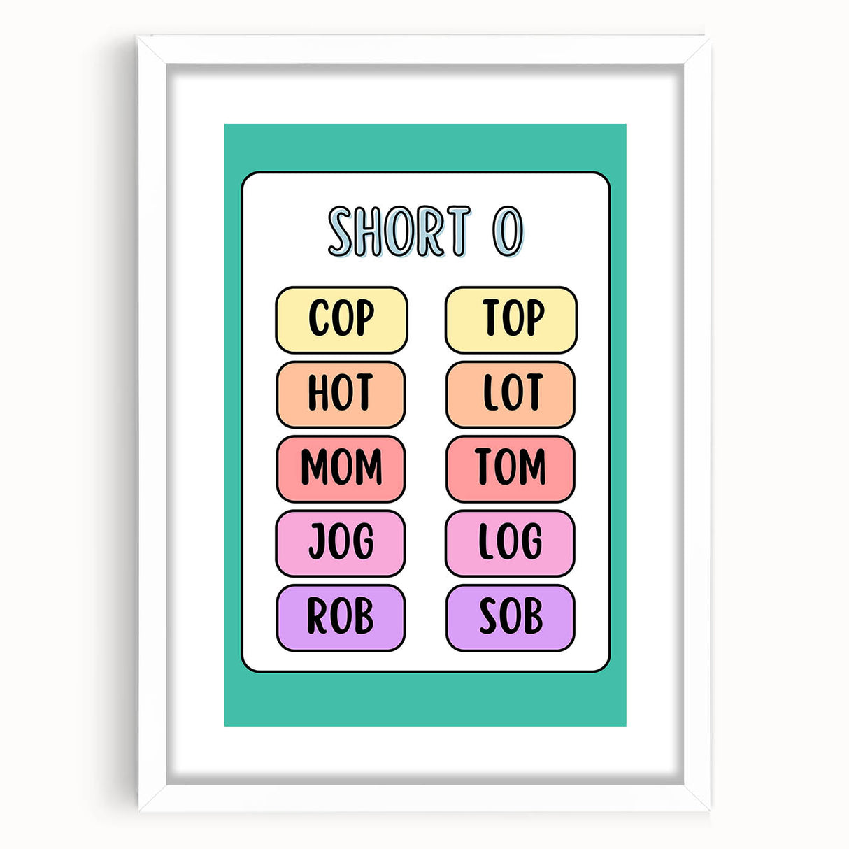 Numbers and Shapes Wall Art – Short O Phonics Learning Print