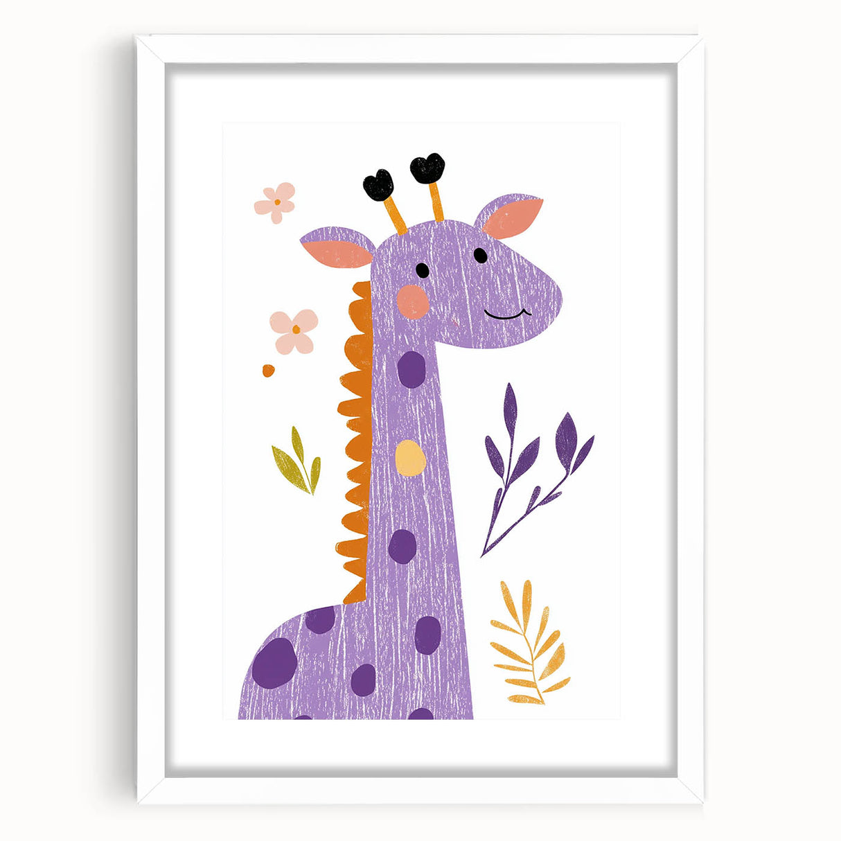 Playful Giraffe Nursery Wall Art - Framed Baby Art Prints