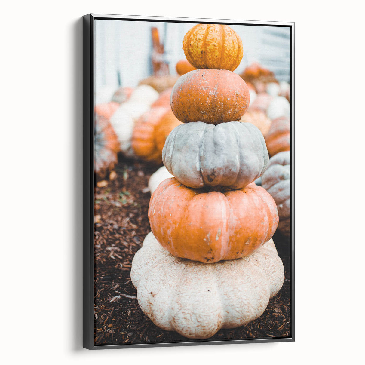 Black and white landscape art painting on framed canvas, depicting a vintage autumn scene, ideal for bedroom wall decor.