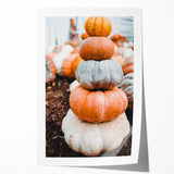 Rolled canvas print featuring a large-scale floral design in autumnal shades, ideal for art wall dining room decor.