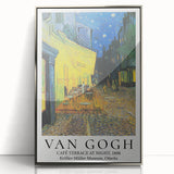 Large art print of a Van Gogh painting in silver frame, acrylic, with mid-century modernist style.