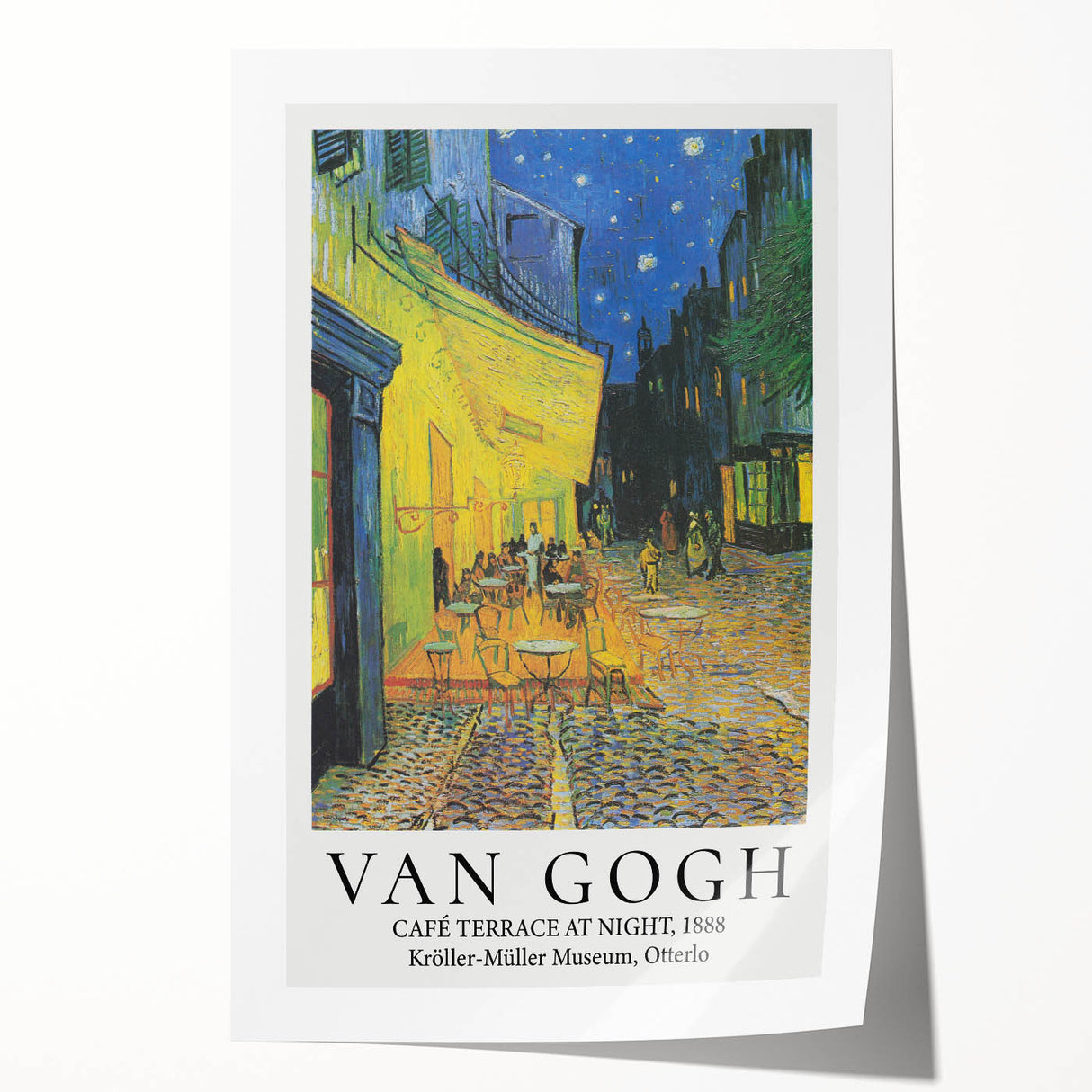Vincent van Gogh-inspired floral painting on rolled canvas, featuring vibrant blues and yellows.