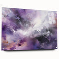 Abstract wall art featuring vibrant multicolored strokes on acrylic glass, showcasing a side view with visible mounting pins, ideal for modern decor.