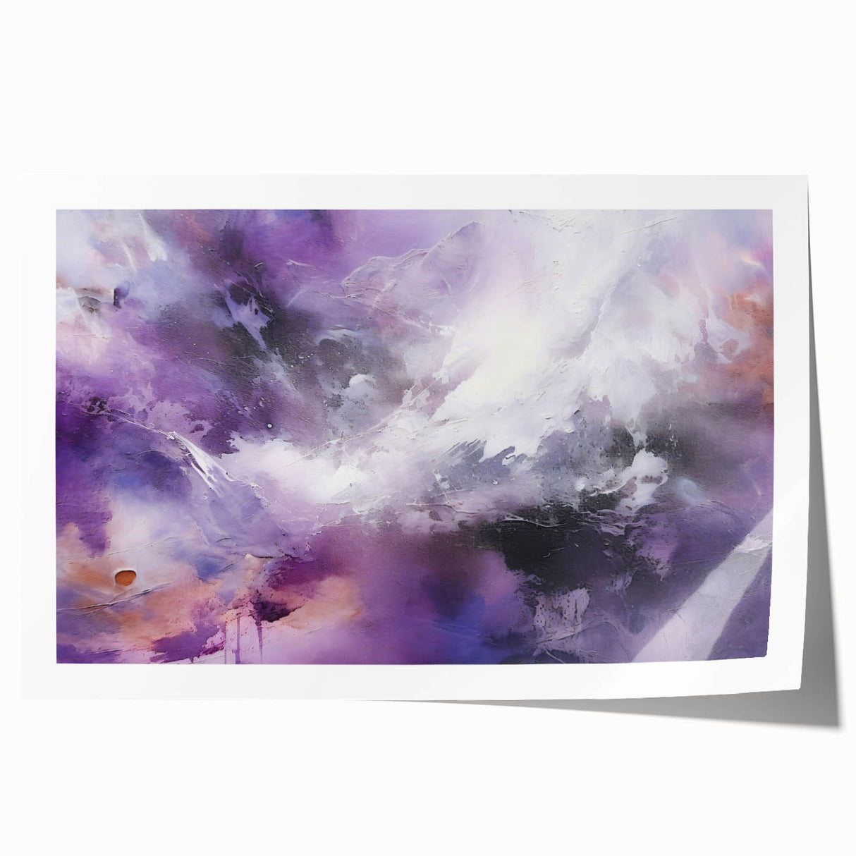 Abstract wall art print featuring vibrant strokes in shades of blue, orange, and yellow, showcasing a contemporary design ideal for modern home decor. This rolled artwork is elegantly packaged for easy display and décor enhancement.