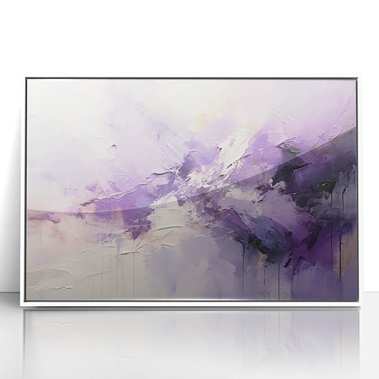 Framed abstract wall art featuring dynamic strokes in shades of blue and gold, perfect for modern home decor. The acrylic frame adds a sleek touch, enhancing any interior space.