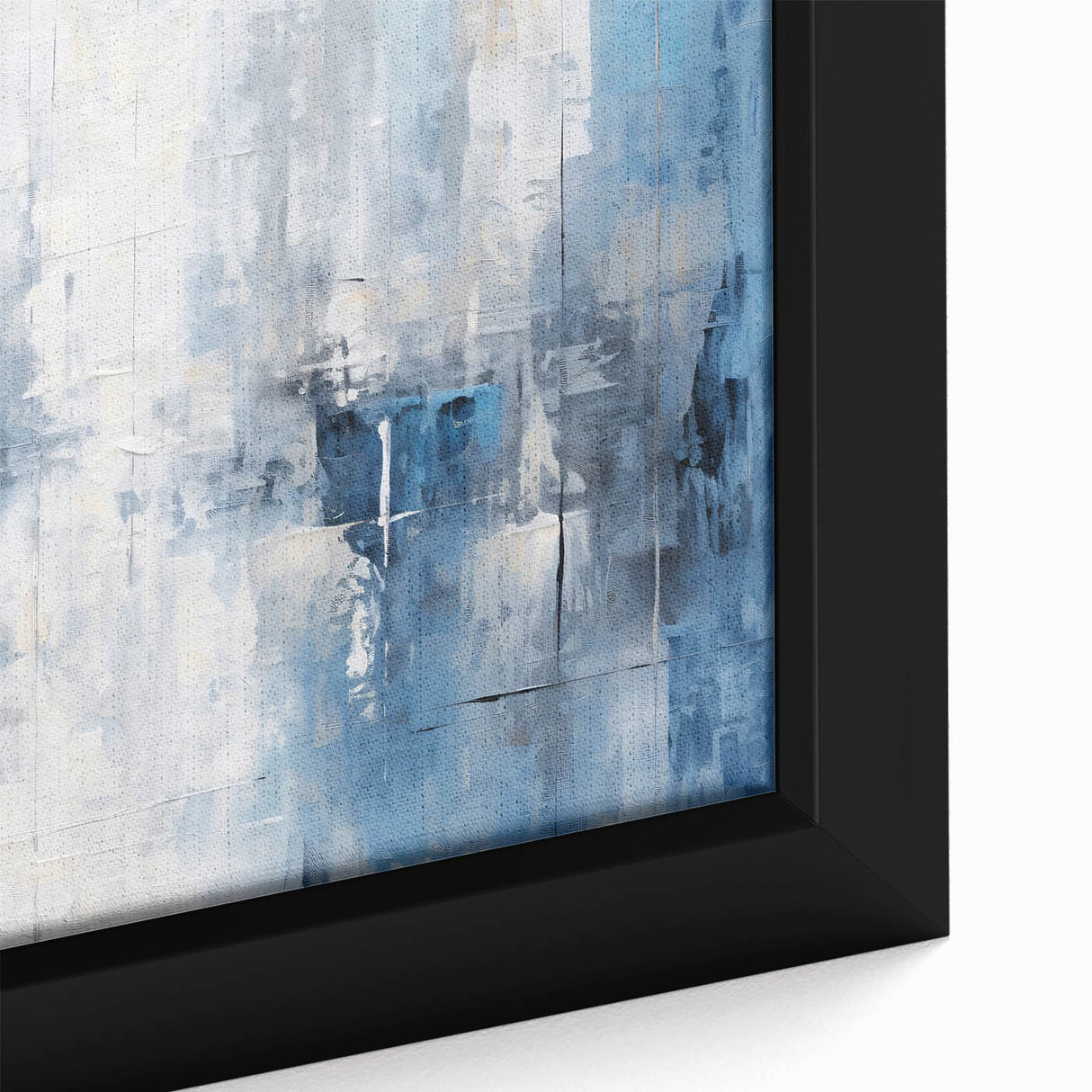 Framed abstract strokes wall art featuring vibrant colors and dynamic brushwork, close-up view highlighting texture and artistic details, perfect for modern decor.