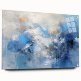 Abstract strokes wall art displayed in an acrylic glass frame, showcasing vibrant colors and dynamic patterns, ideal for modern home decor.