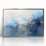 Framed abstract wall art featuring silver strokes on a textured surface, perfect for modern home decor, highlighting elegance and artistic flair.