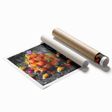 Extra large rolled print of floral art in soft pastel shades, ideal for classy bathroom or large living room decor.