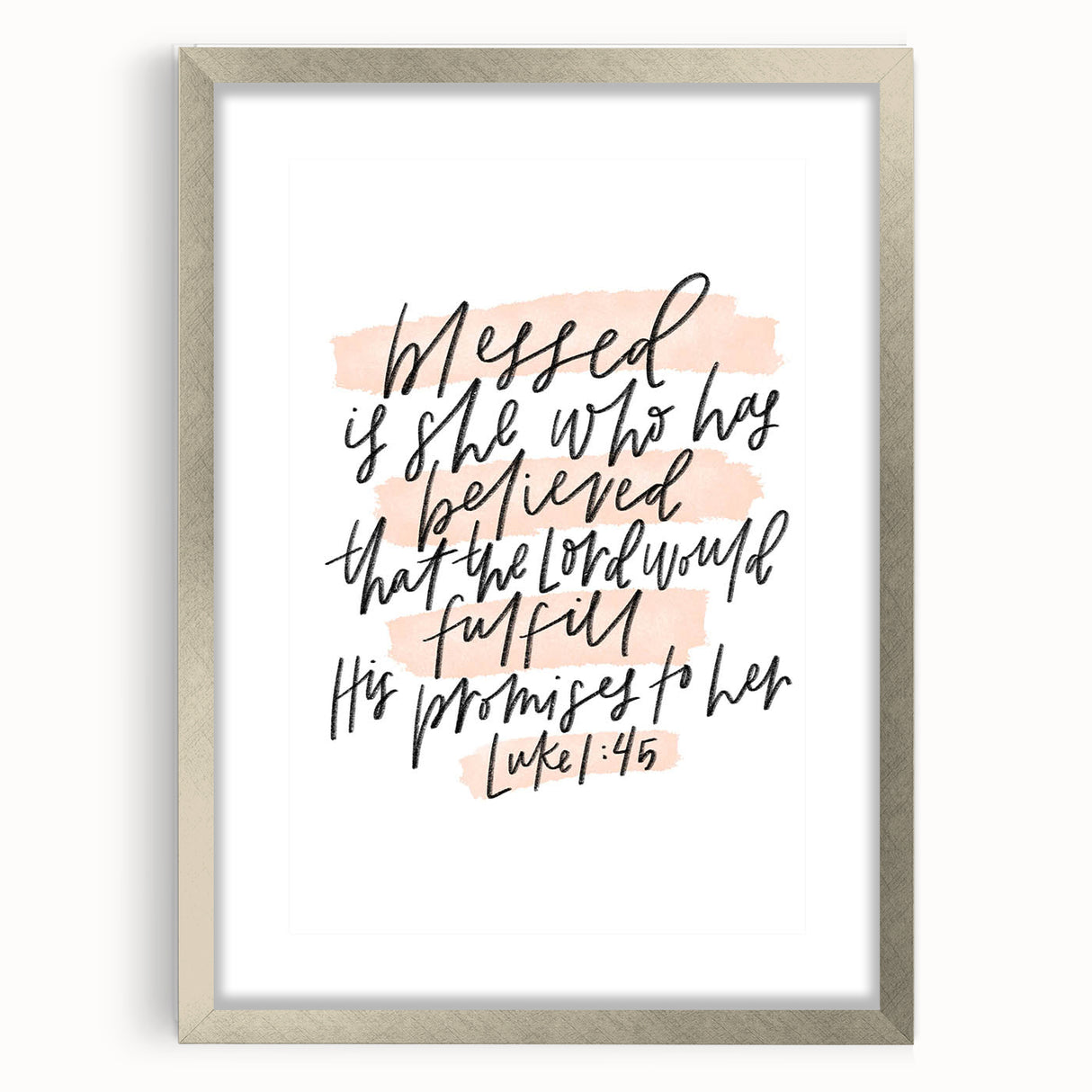 Inspirational Typography Art - Luke 1:45 "Blessed" Canvas Print