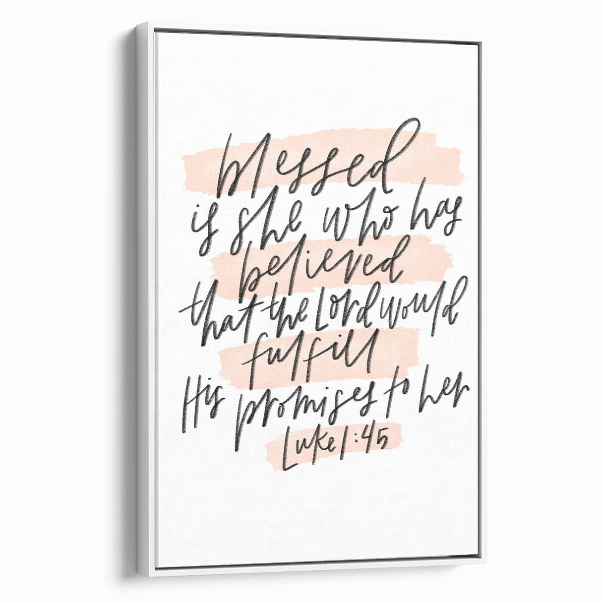 Inspirational Typography Art - Luke 1:45 "Blessed" Canvas Print