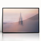 Framed acrylic artwork of a majestic castle surrounded by lush landscapes, showcasing intricate details and vibrant colors, ideal for home decor.