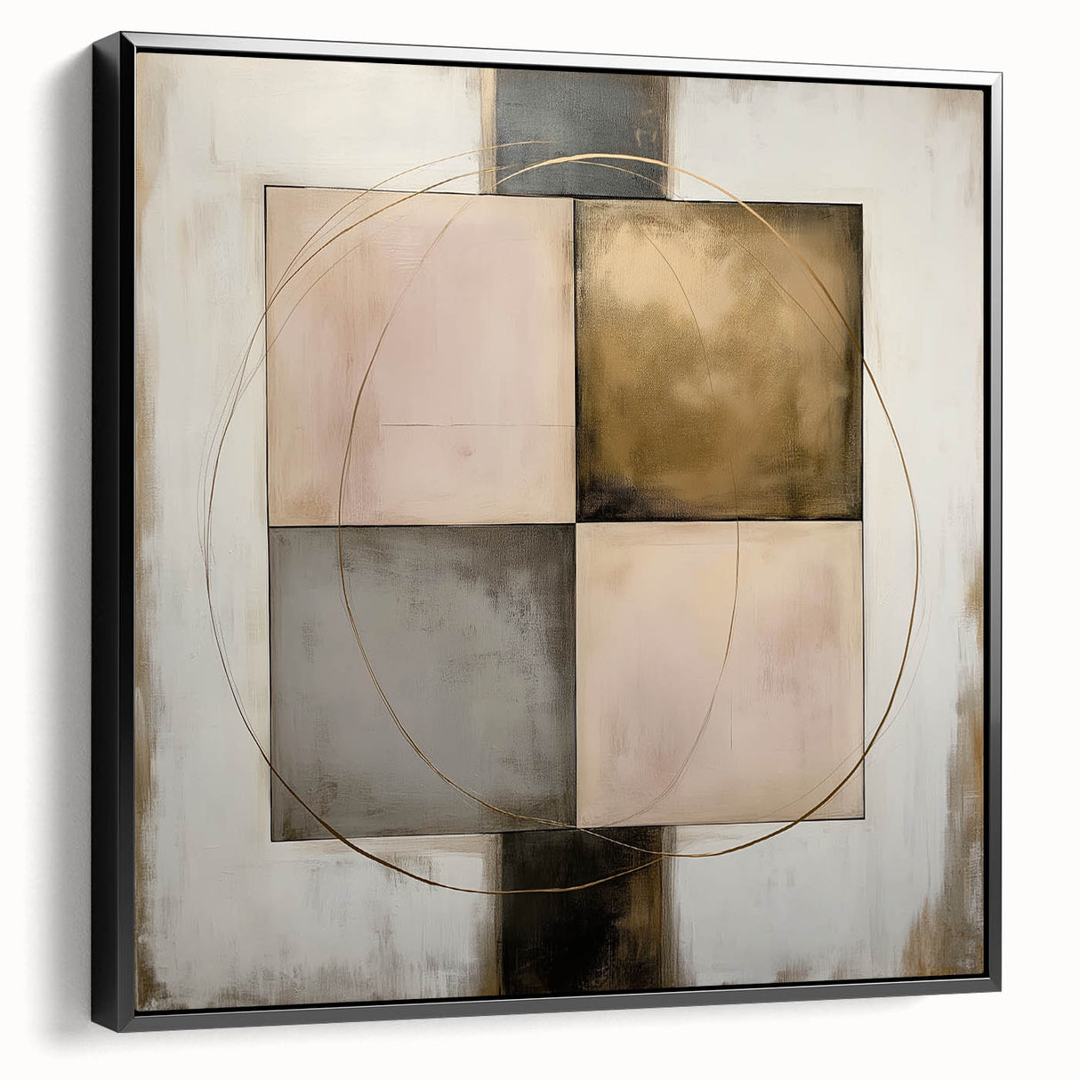 Elegant Abstract Bedroom Wall Art - Gold and Beige Canvas Print