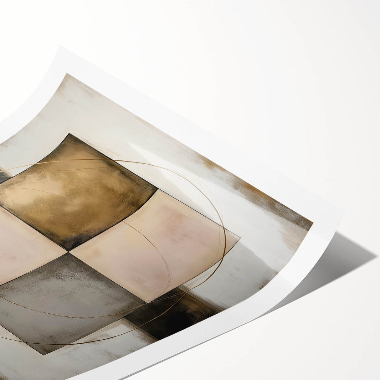 Elegant Abstract Bedroom Wall Art - Gold and Beige Canvas Print
