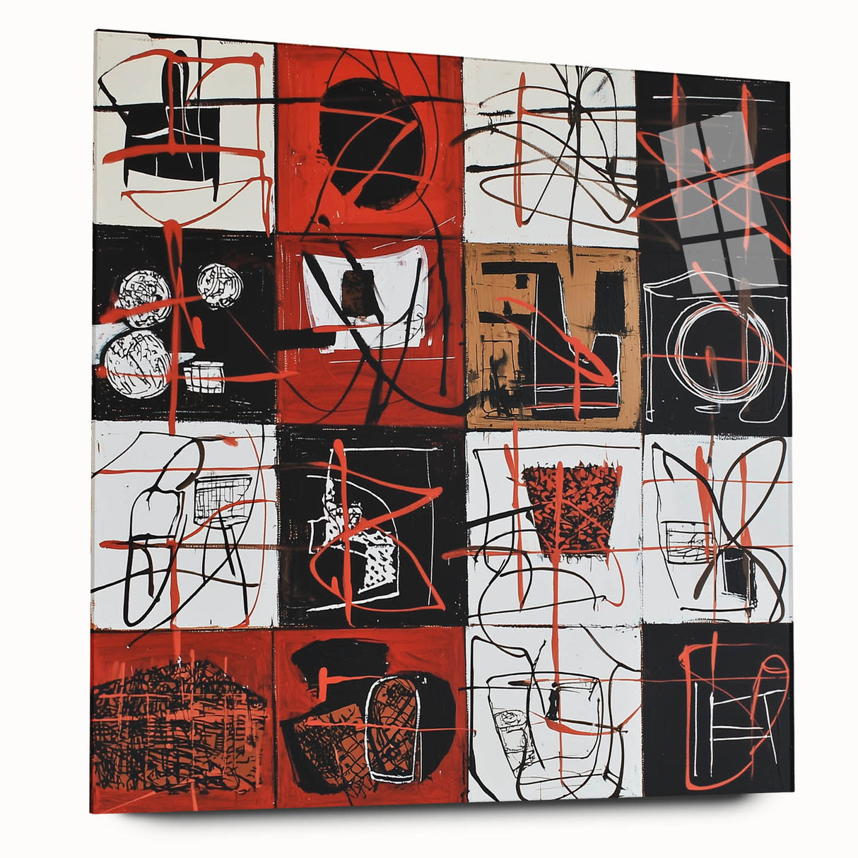 Bold Abstract Living Room Wall Art – Red, Black & White Canvas