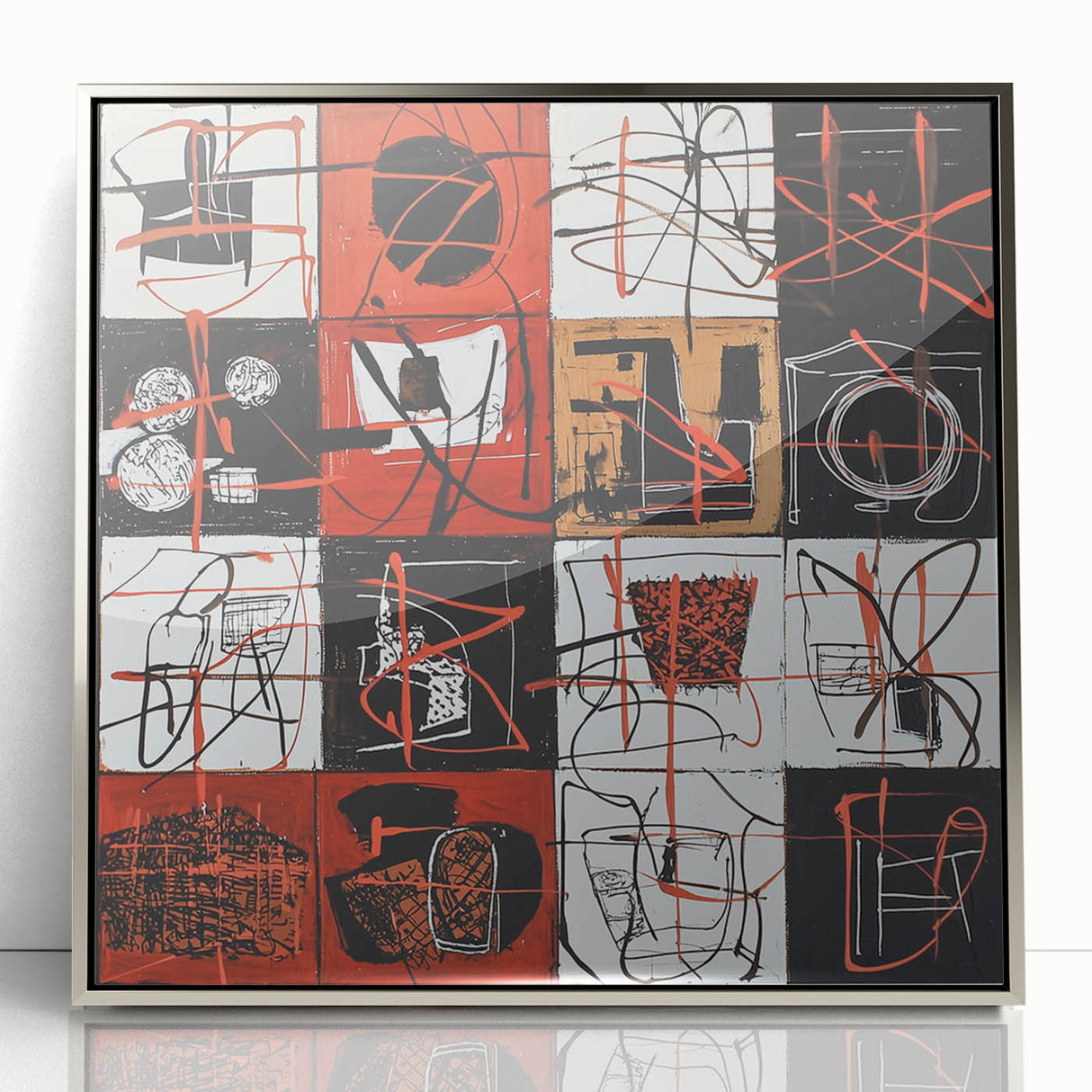 Bold Abstract Living Room Wall Art – Red, Black & White Canvas