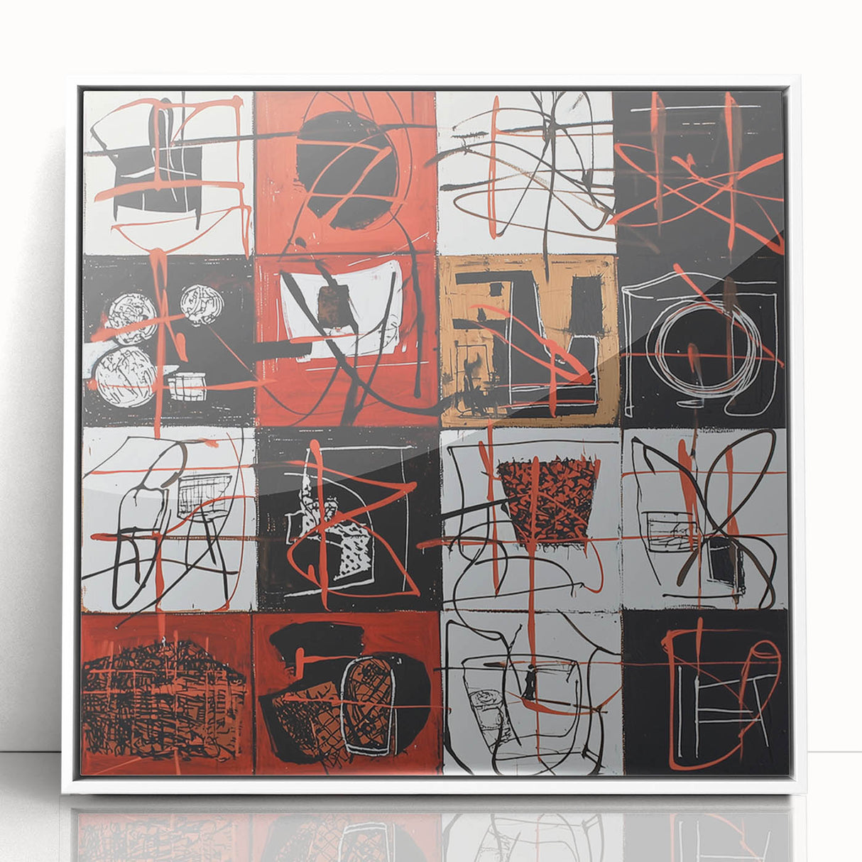 Bold Abstract Living Room Wall Art – Red, Black & White Canvas