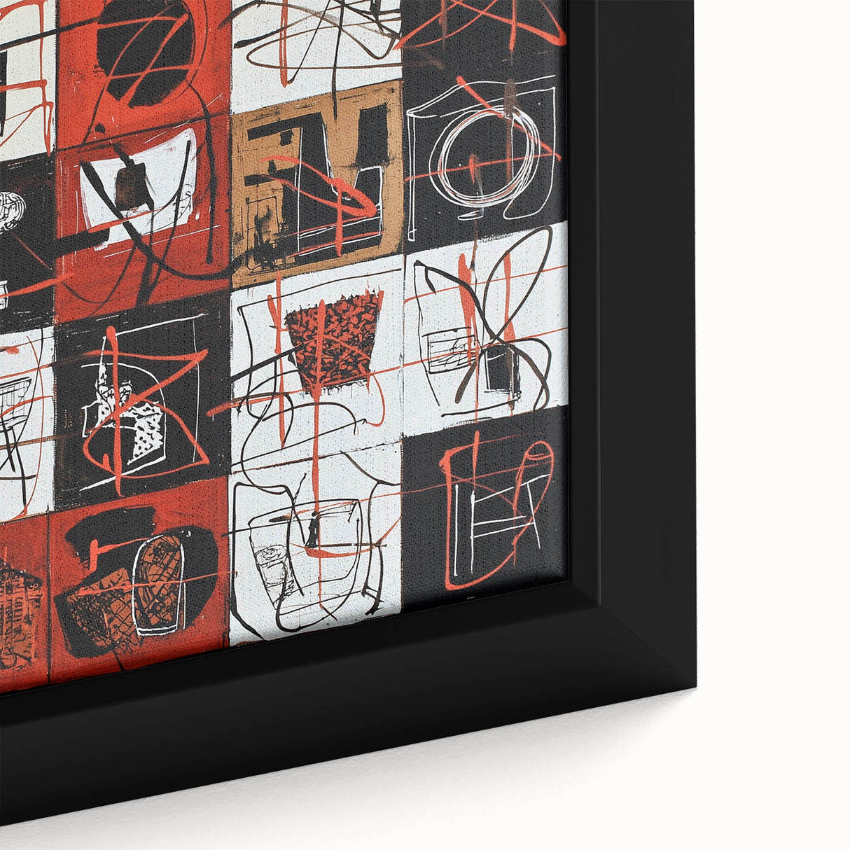 Bold Abstract Living Room Wall Art – Red, Black & White Canvas