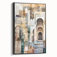 Framed canvas wall art showcasing a modern abstract architecture design in black and white, highlighting geometric shapes and lines, perfect for contemporary decor.