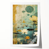 Vibrant abstract floral wall art print showcasing colorful blossoms in shades of pink, blue, and green, rolled and ready for framing, ideal for home décor.